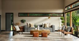 Staged living room for open house